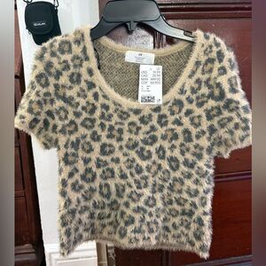 H&M Leopard Print Sweater - Black and Cream